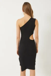 Bianco Lucci Women's One Shoulder Window Detailed Slit Mini Dress - Image 8