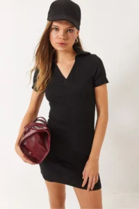 Bianco Lucci Women's Camisole Polo Neck Mini Basic Dress - Image 4