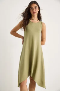 Bianco Lucci Women's Asymmetrical Cut Thick Straps Comfortable Summer Modal Dress 4034 - Image 2