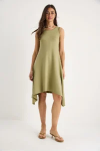 Bianco Lucci Women's Asymmetrical Cut Thick Straps Comfortable Summer Modal Dress 4034 - Image 3