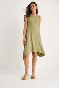 Bianco Lucci Women's Asymmetrical Cut Thick Straps Comfortable Summer Modal Dress 4034 - Image 4