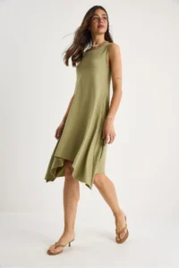 Bianco Lucci Women's Asymmetrical Cut Thick Straps Comfortable Summer Modal Dress 4034 - Image 5