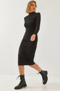 Bianco Lucci Women LONG Shirred Dress 377