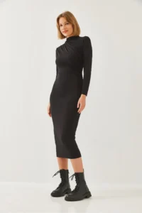 Bianco Lucci Women LONG Shirred Dress 377 - Image 5