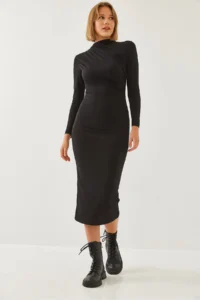 Bianco Lucci Women LONG Shirred Dress 377 - Image 7