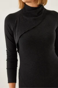 Bianco Lucci Women's Asymmetric Cut Half Turtleneck Dress - Image 5
