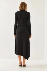 Bianco Lucci Women's Asymmetric Cut Half Turtleneck Dress - Image 6