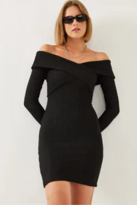 Bianco Lucci Women Collar Cross Patterned Dress
