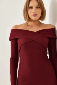 Bianco Lucci Women Collar Cross Patterned Dress - Image 3