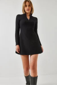 Bianco Lucci Women's Zippered Ribbed Ottoman Fabric Dress 394 - Image 3
