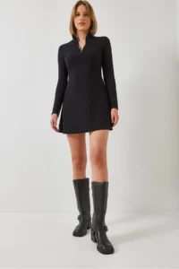 Bianco Lucci Women's Zippered Ribbed Ottoman Fabric Dress 394 - Image 7