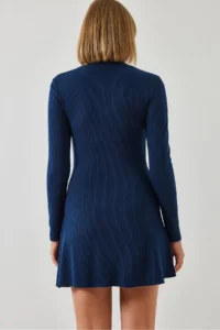 Bianco Lucci Women's Zippered Ribbed Ottoman Fabric Dress 394 - Image 4
