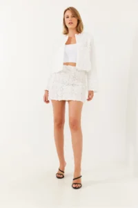 Bianco Lucci Women Floral textured Mini Skirt MBMS027 - Image 2
