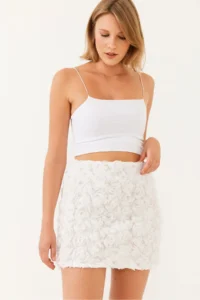 Bianco Lucci Women Floral textured Mini Skirt MBMS027 - Image 7