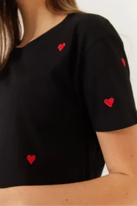 Bianco Lucci Women Heart Embroidered Tshirt - Image 6