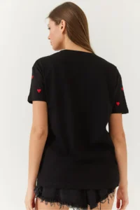 Bianco Lucci Women Heart Embroidered Tshirt - Image 7