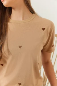 Bianco Lucci Women Heart Embroidered Tshirt - Image 5