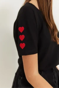 Bianco Lucci Women Heart Embroidered Tshirt - Image 6