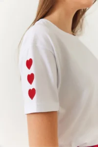 Bianco Lucci Women Heart Embroidered Tshirt - Image 6