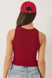Bianco Lucci Women's Ribbed Halter Neck Camisole Basic Crop Top Undershirt - Image 6