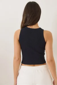 Bianco Lucci Women's Ribbed Halter Neck Camisole Basic Crop Top Undershirt - Image 6
