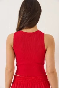Bianco Lucci Women's Ribbed Halter Neck Camisole Basic Crop Top Undershirt - Image 8
