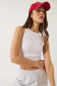 Bianco Lucci Women's Ribbed Halter Neck Camisole Basic Crop Top Undershirt - Image 3