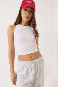 Bianco Lucci Women's Ribbed Halter Neck Camisole Basic Crop Top Undershirt - Image 5
