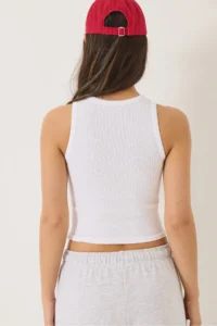 Bianco Lucci Women's Ribbed Halter Neck Camisole Basic Crop Top Undershirt - Image 7
