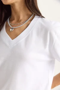 Bianco Lucci Women's 100% Organic Cotton Deep V-Neck Comfort Fit T-Shirt - Image 7