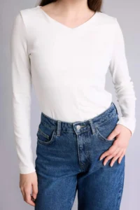 DeFacto  Ecru slim Fit Basic Modal T-Shirt