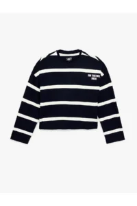 Koton Comfortable Fit Crew Neck Long Sleeve Viscose Printed Sports T-Shirt