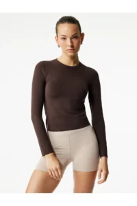 Koton Slim Fit Crew Neck Long Sleeve Interlock Sports T-Shirt - Image 2