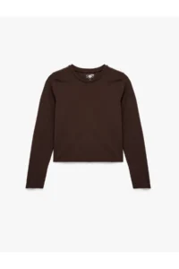 Koton Slim Fit Crew Neck Long Sleeve Interlock Sports T-Shirt - Image 3