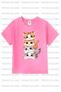 twins tailors Heart Printed 3 Sets Paket Pink Girls' T-Shirt - Image 3