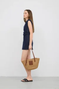 Shule Bags Vittoria Handmade Straw Bag Mink - Image 4