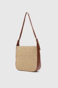 Shule Bags Valenza Wicker Look Shoulder Bag Tan - Image 2