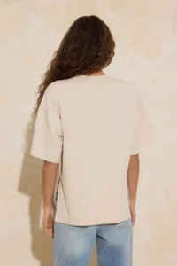 TRENDYOLMİLLA Stone Oversized/Wide Pattern Drop Sleeve Short Sleeve LONG Soft Touch Knitting T-Shirt - Image 4