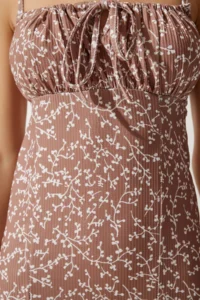 Happiness İstanbul Women's Vivid Mink Floral Slit Summer Knitted Dress CI00029 - Image 3