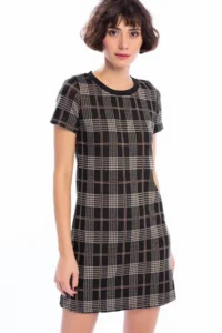 Cool & Sexy Jacquard Plaid Patterned Back Zippered Dress