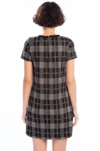 Cool & Sexy Jacquard Plaid Patterned Back Zippered Dress - Image 2