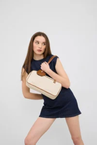 Shule Bags Solea Garnished Rectangular Tote Bag Tan - Image 2