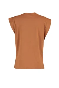TRENDYOLMİLLA Cinnamon 100% Cotton Wadding Look Basic Crew Neck Knitting T-Shirt - Image 8
