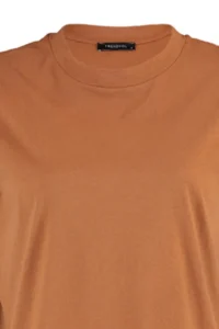 TRENDYOLMİLLA Cinnamon 100% Cotton Wadding Look Basic Crew Neck Knitting T-Shirt - Image 7
