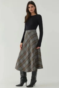 Hiccup A-Form Thick Midi Skirt - Image 2