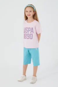US Polo Assn. Base. Polo Assn 1419 Point Detail Girls Capri Set - Image 3