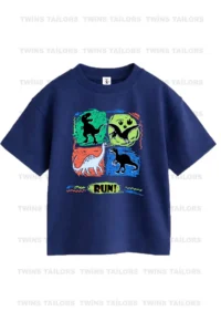 twins tailors Dinosaur Printed 3 Pack Unisex Beige-Navy Blue-Black Children's T-Shirt - Image 4