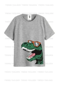 twins tailors Children's Printed Gray-Orange-Sax Blue 3-Piece Children's T-shirt Pack - Image 2