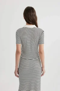 DeFacto Fitted Polo Neck Striped Short Sleeve T-Shirt - Image 6
