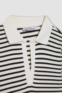 DeFacto Fitted Polo Neck Striped Short Sleeve T-Shirt - Image 8